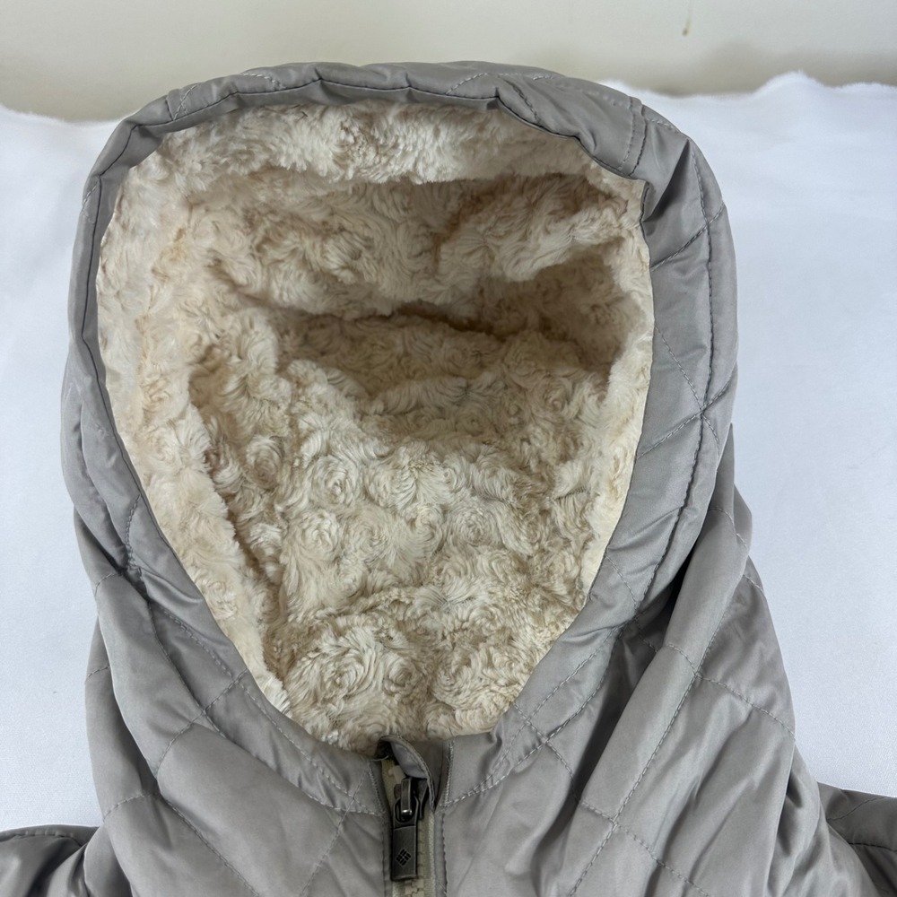 Columbia Quilted Fleece Lined Hooded Jacket Women's Large Tan - Picture 4 of 14